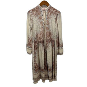Joan Curtis Vintage Long Sleeve Floral Button-Up Dress Picnic Garden Cottagecore